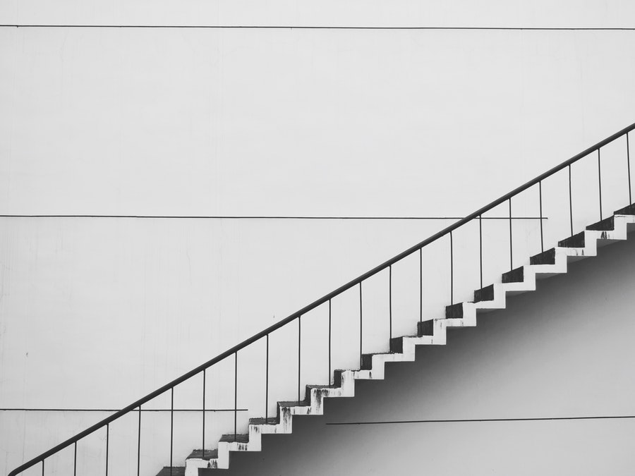 stairs black and white