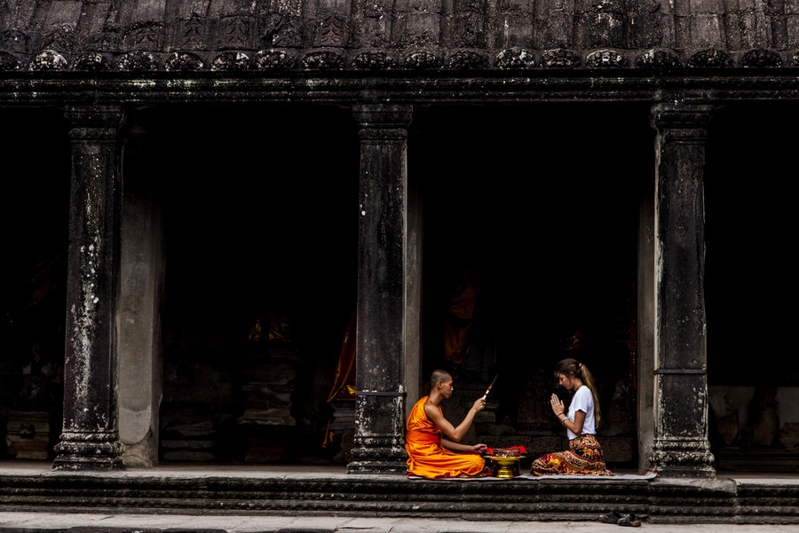 monk and a woman